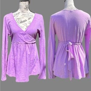 J. Crew Lavender Long Sleeves Faux Wrap Top